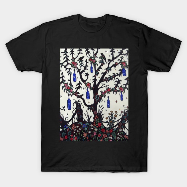 Rose Bottle Tree T-Shirt by BethanneHill